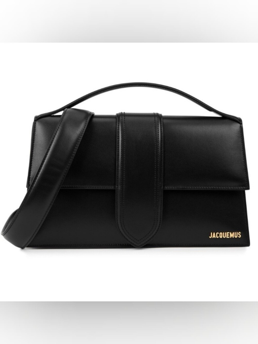 Jacquemus Le Bambinou Black Leather Shoulder Bag with Top Handle